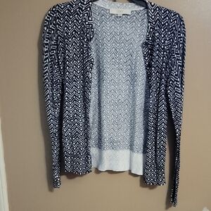 LOFT Black and White Open Front Cardigan